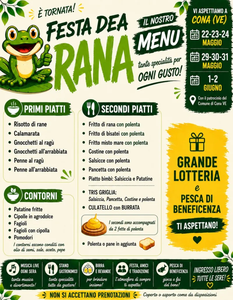 Sagra Dea Rana Cona Menu