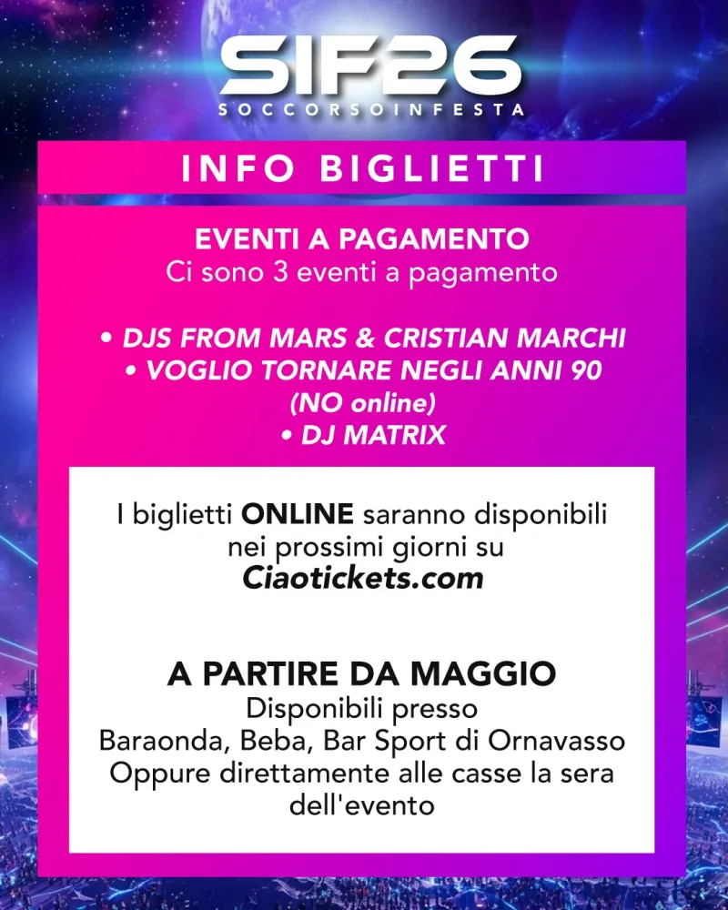 Soccorso In Festa Info Biglietti
